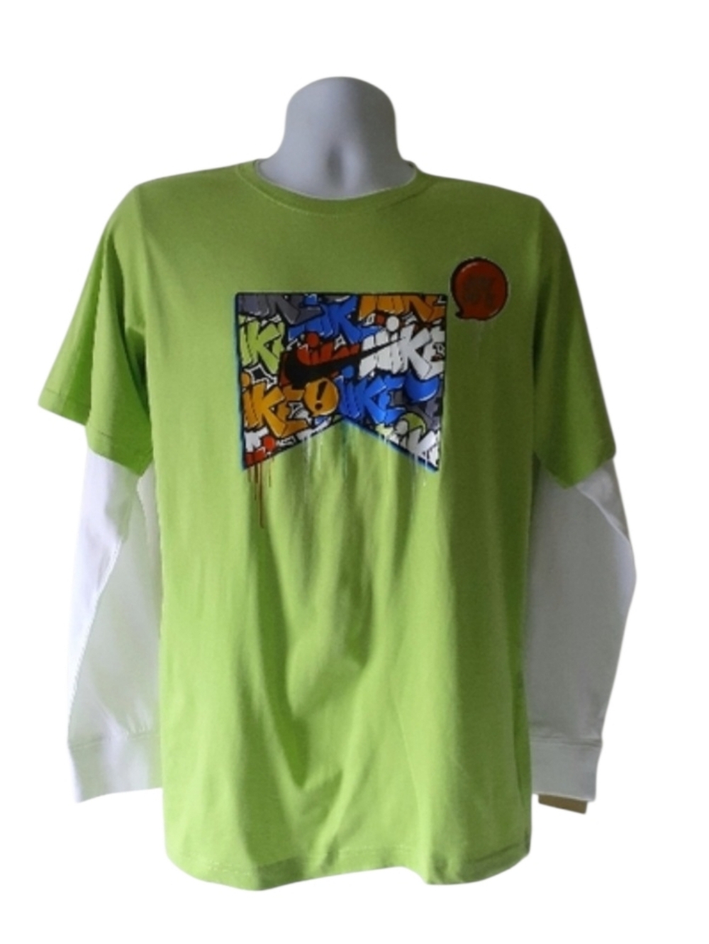 Nike boy's green/white long-sleeve graphic t-shirt size XL